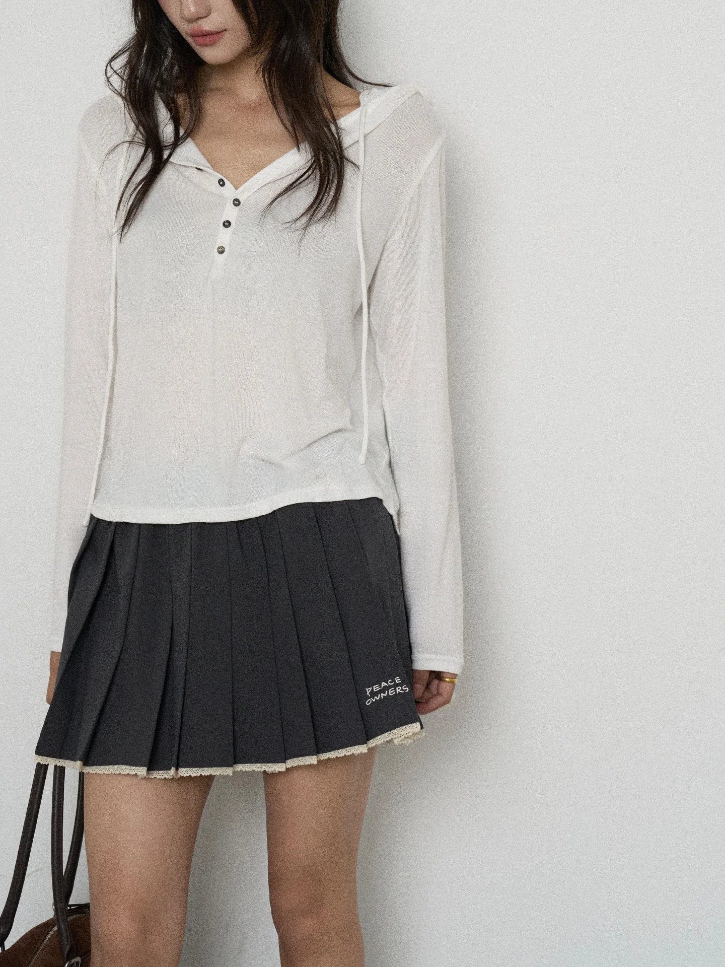 

Юбка А-силуэта с вышивкой, универсальный дизайн, весенняя женская юбка средней длины в корейском стиле, приталенная, с воротником-стойкой