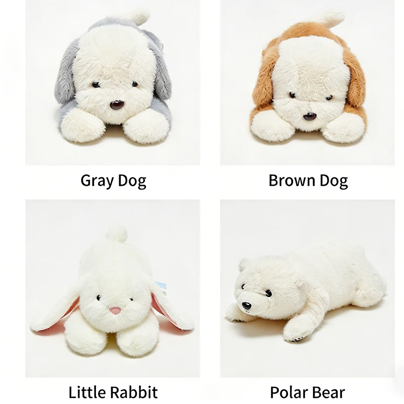 Klein formaat 50 cm liggende pluche dierenpop, schattig konijn ijsbeer hond knuffel creatief zacht pluche voor kinderen volwassenen