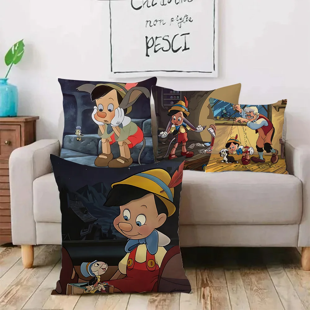 Funny Pinocchio Pillow Covers Cartoon Sofa Decorative Home Double-sided Printing Short Plush Cute Cushion Cover