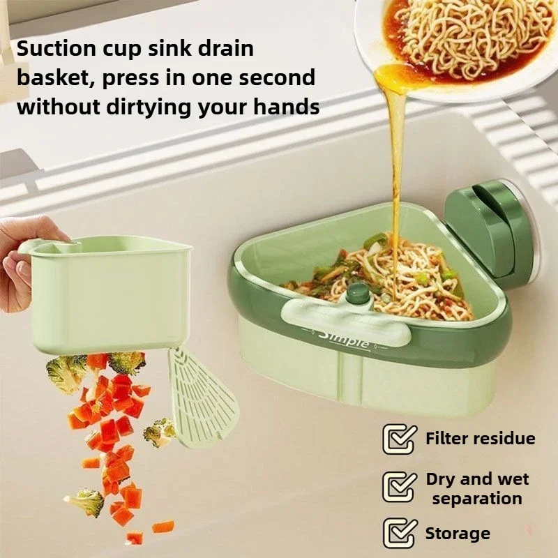 ‌Kitchen Sink Strainer Basket - Corner Fit Design for Easy Installation & Quick Cleaning for Food Waste & Drainage