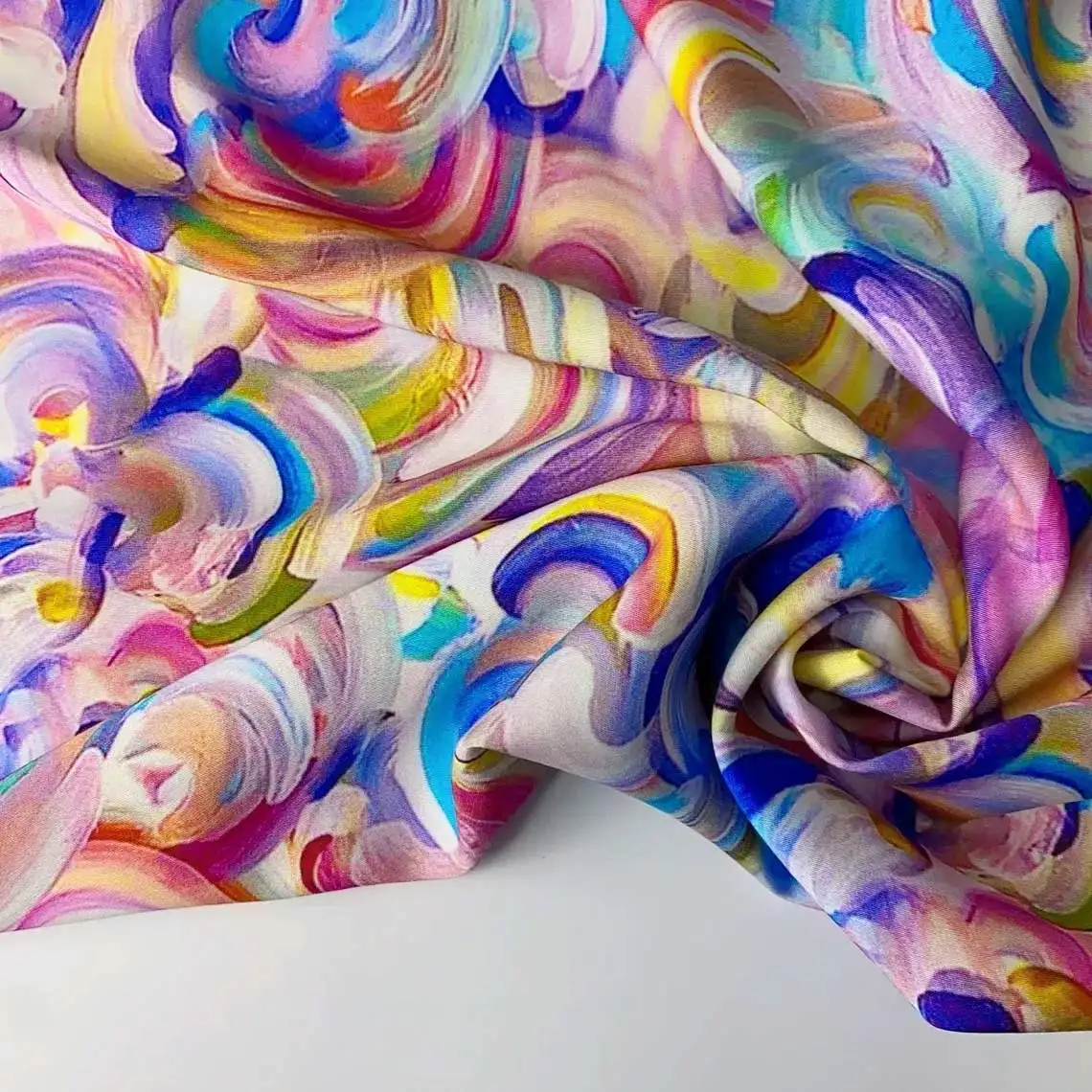 Colorful auspicious clouds silk satin summer 80 ultra-fine tribute satin silk touch cotton artificial cotton poplin fabric