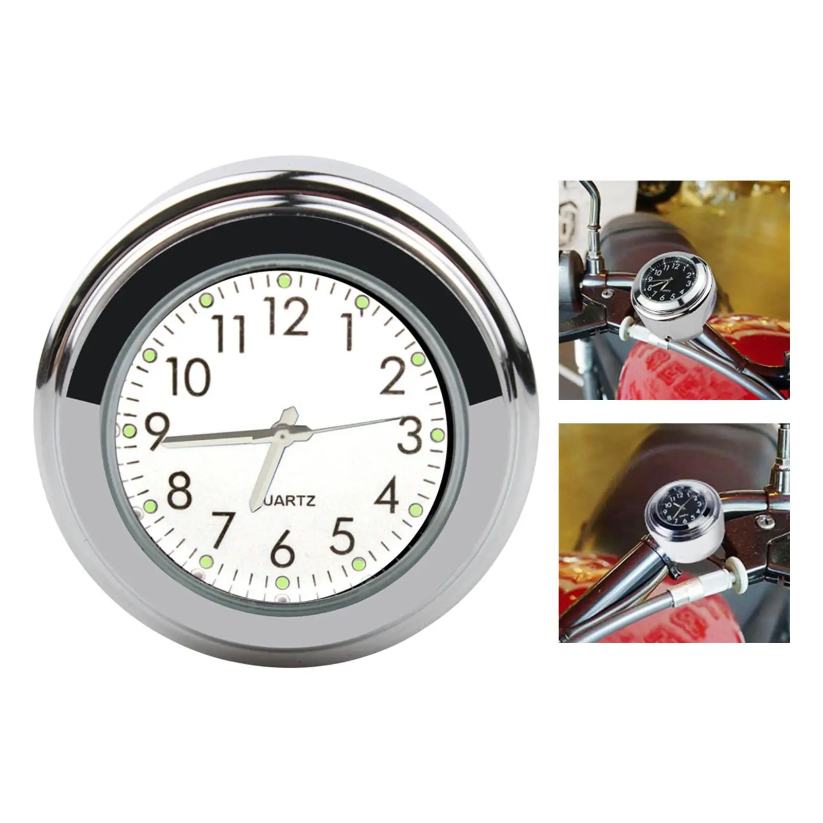 Waterproof Aluminum Handlebar Clock with Thermometer Motorcycle Mount Time Gauge for Cruiser Yacht Buggy