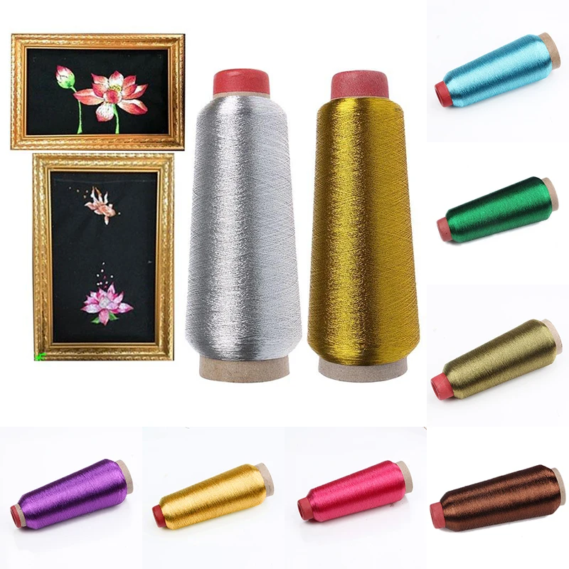 3600m/roll Polyester Embroidery Thread Knitting Yarn Metallic Yarn Bright Silk Gold Silver Thread DIY Manual Cross Stitch Sewing