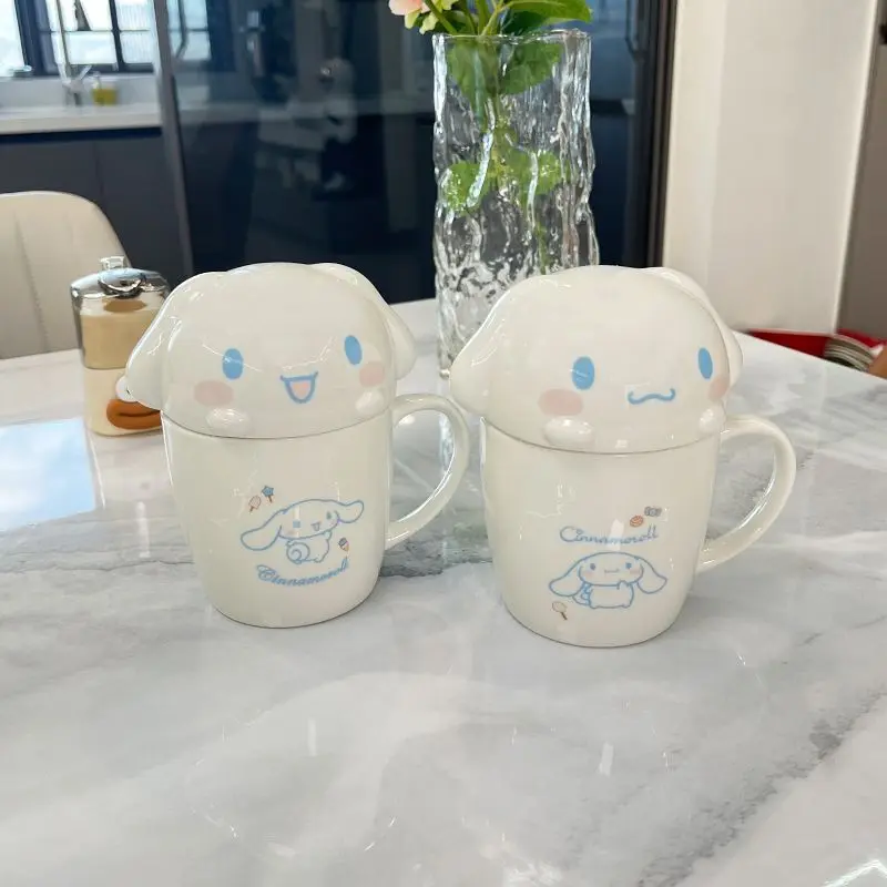 

Cinnamoroll Anime Kawaii Sanrio Ceramic Cup with Lid Lovely Cartoon Cute Milk Water Cup Household Mug Birthday Gifts Toys