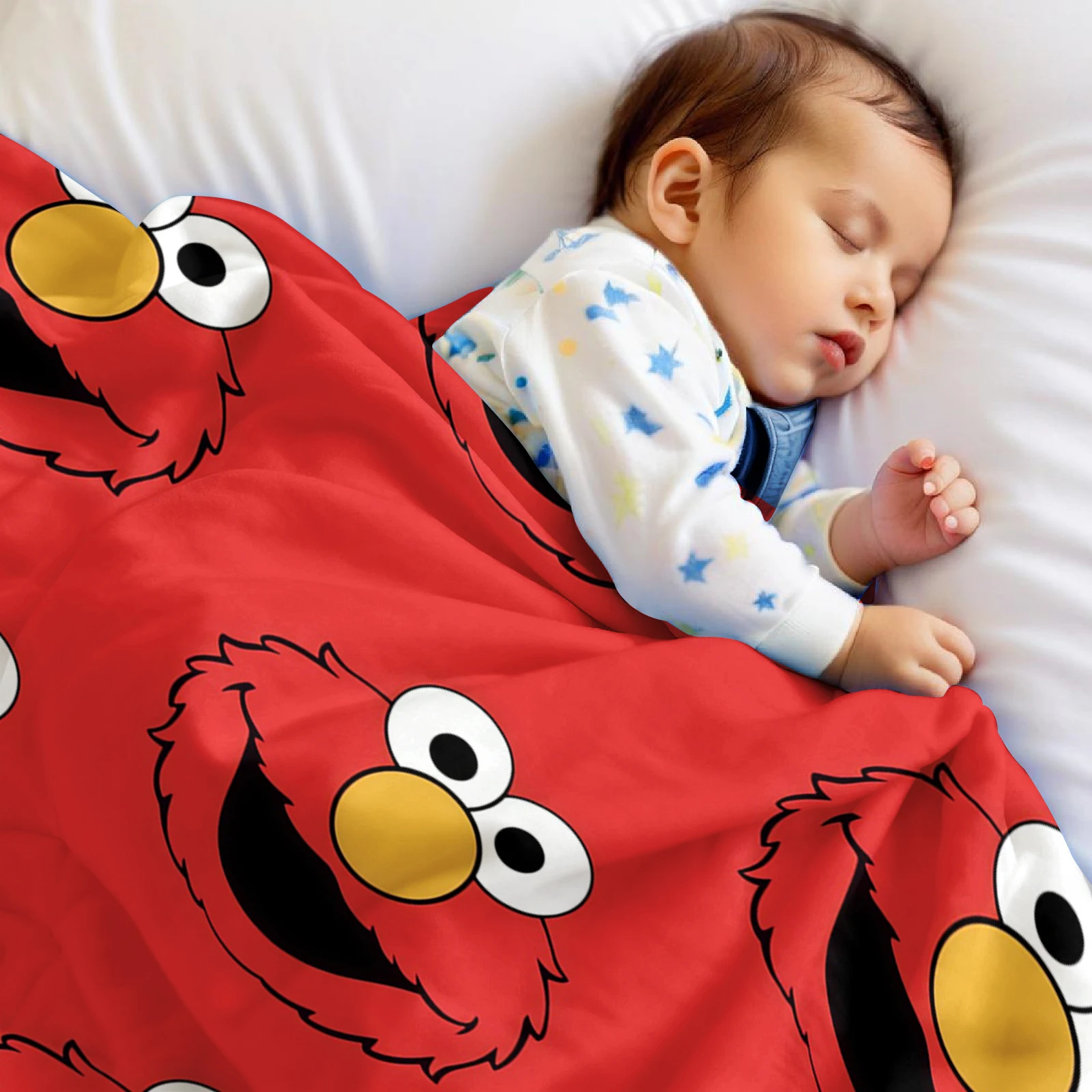Elmo Face Cartoon Anime Print  - Christmas Throw Blanket ulasan dan harga