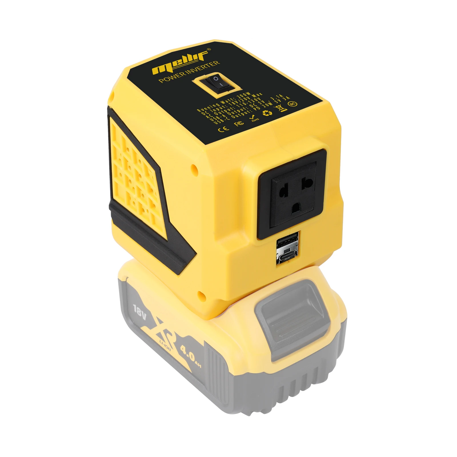 Преобразователь питания для Dewalt/Makita, 18 В постоянного тока в 220 В переменного тока, 18 в аккумулятор 200 Вт, генератор электростанции с выходом USB и type-C, штепсельная вилка европейского стандарта