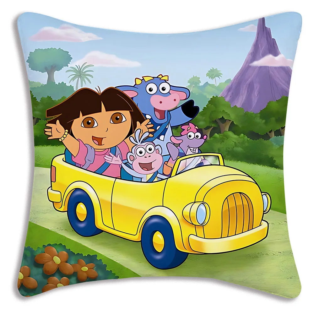 Cartoon D-DoraS the Explorer Pillow Covers Cartoon Sofa Decorative Home Double-sided Printing Short Plush Cute Cushion Cover