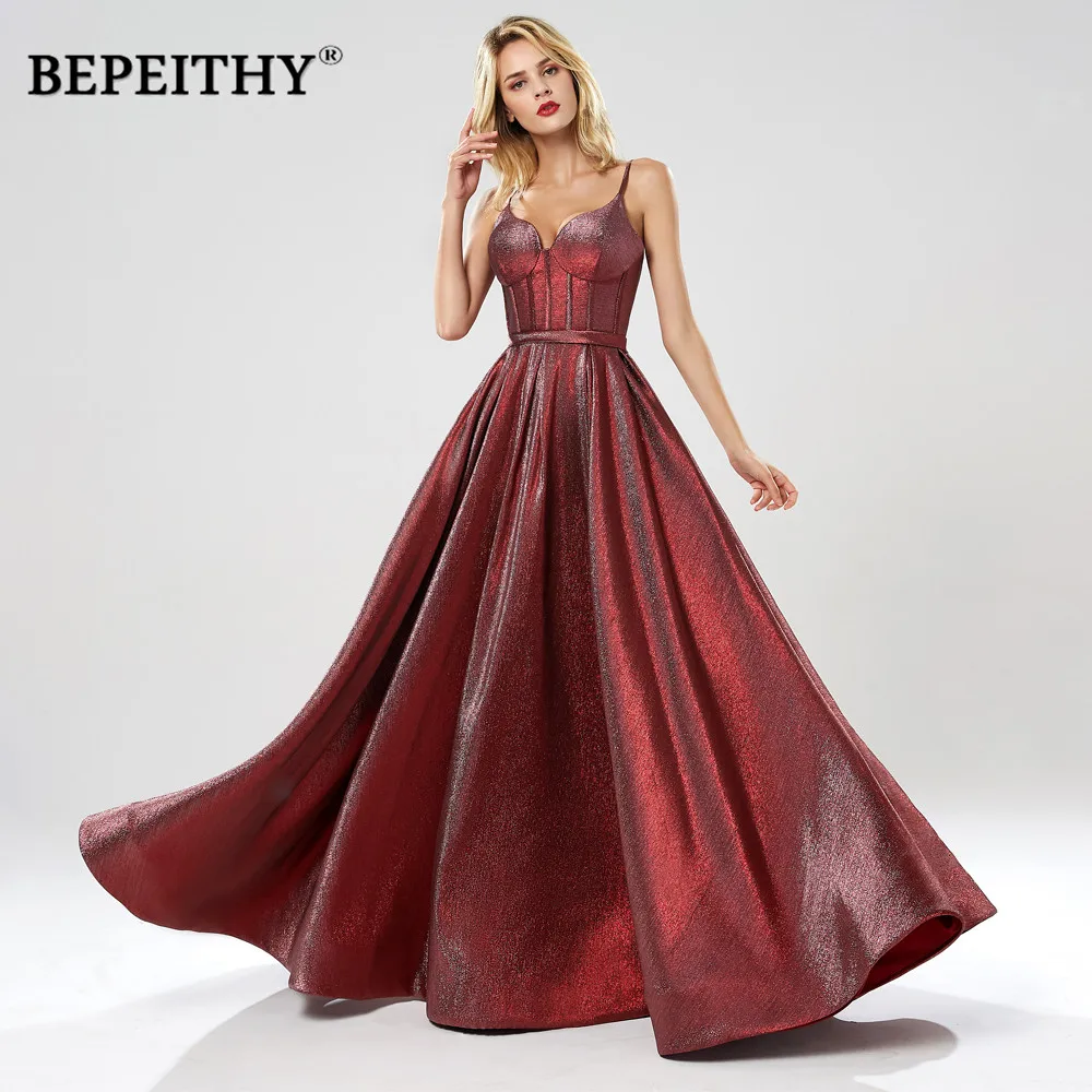 Bepeilhy A Line Sparkle abiti da sera Long Party Elegant Sweep Train Glitter Party Prom Dress 2023 Vestidos De ocasion Formale