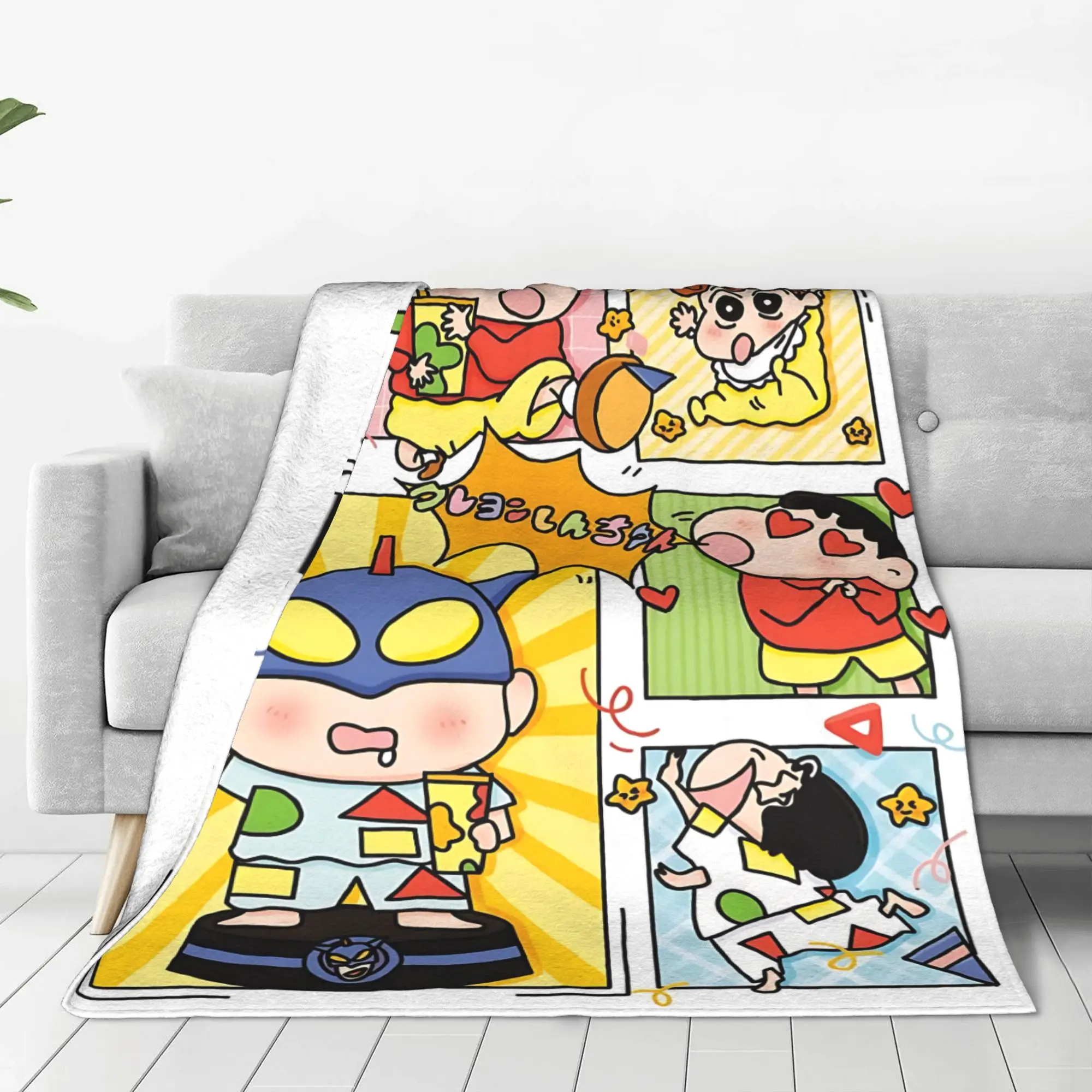 1PC home Cutecore Crayon S Shin chan  Blanket Super Cosy Plush Home Living Room Sofa halloween