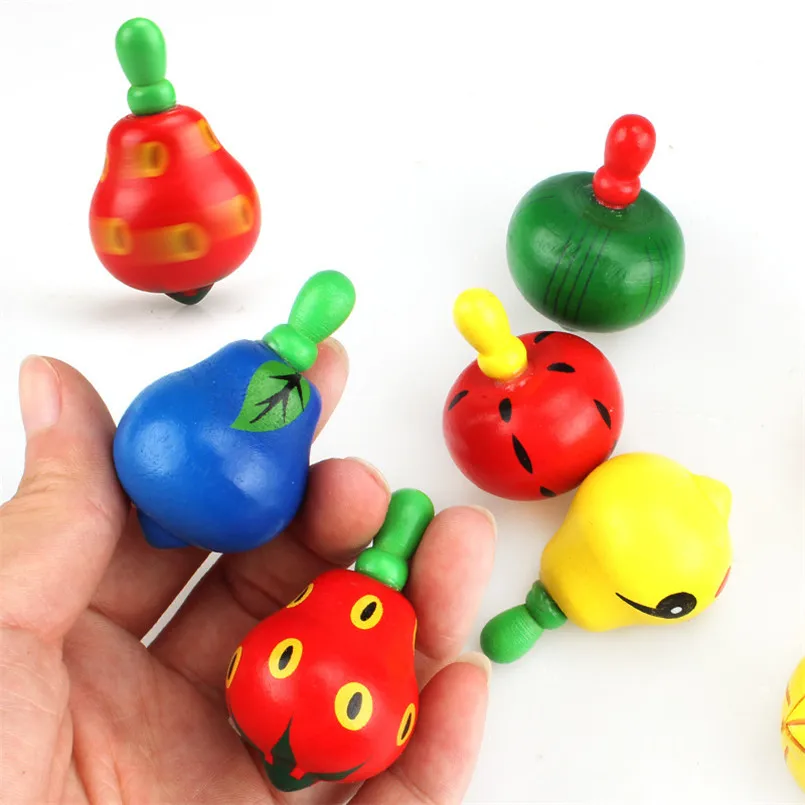 

5pcs Cute Wooden Colorful Spinning Top Fruits Gyro interesting Novelty toys Children Kid Educational Montessori Classic Toy