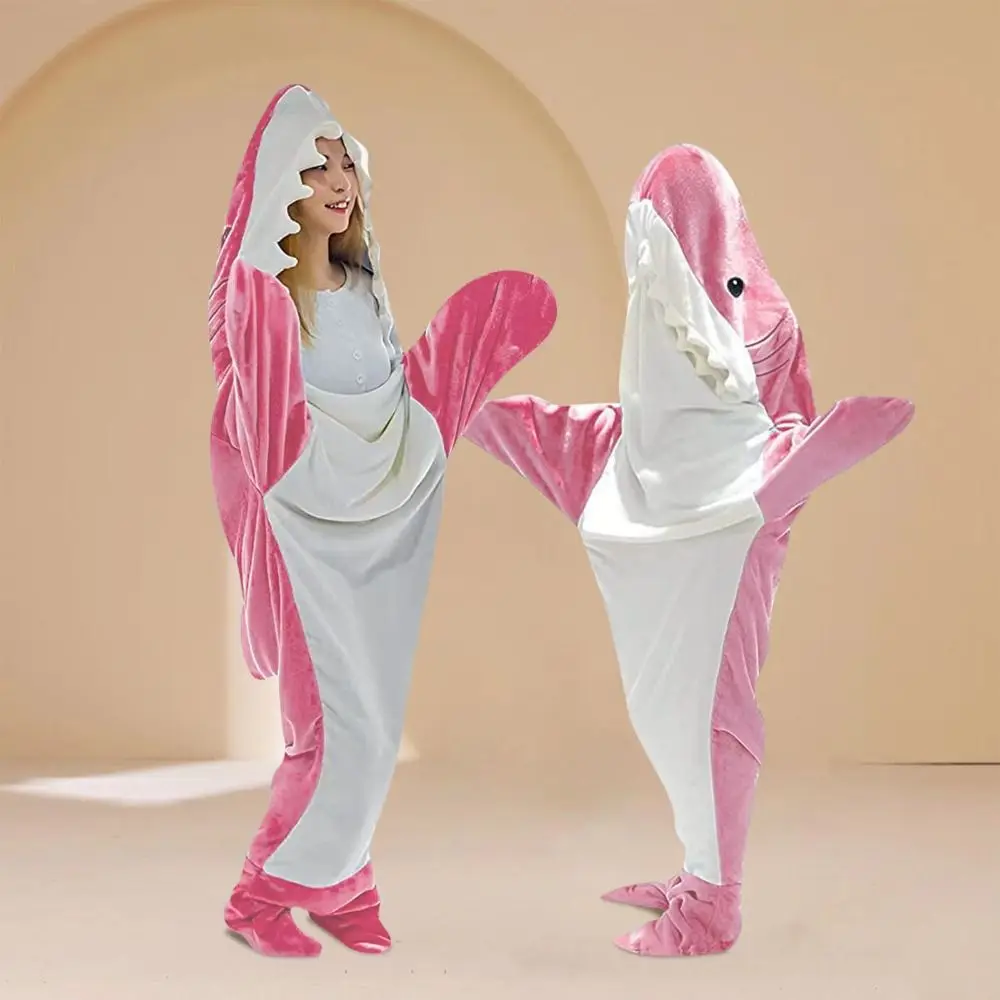 

Cozy Cartoon Shark Conjoined Pajamas Funny Hoodie Plush Shark Pajamas Nightwear Thick Warm Winter Bodysuit Sleepwear Cosplay