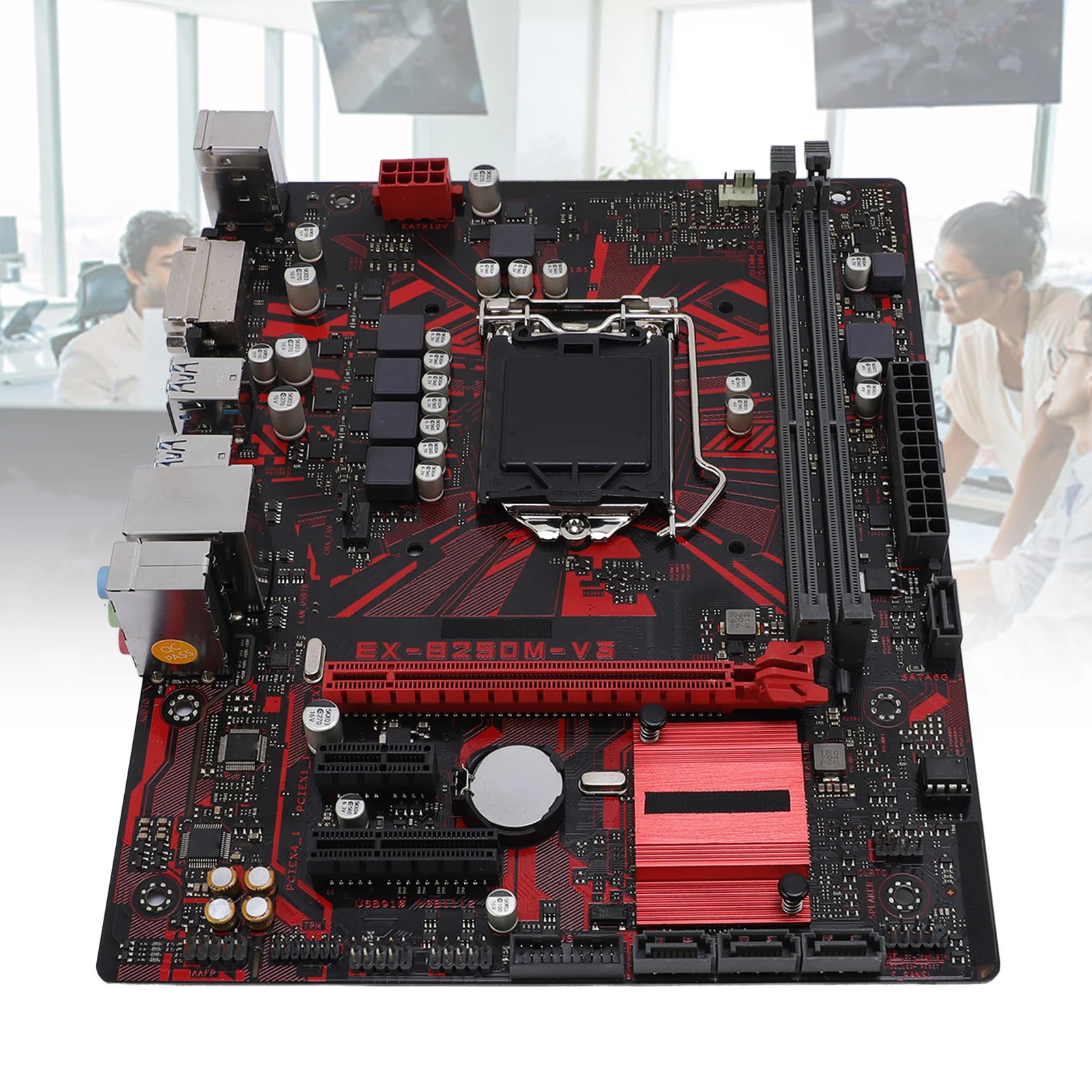 

EX-B250M-V3 Материнская плата для настольных ПК Процессор 14 нм PCI-E 3.0 Компьютерная материнская плата 2-канальный DDR4 2400 МГц DVI Выход PCB Металл для игр