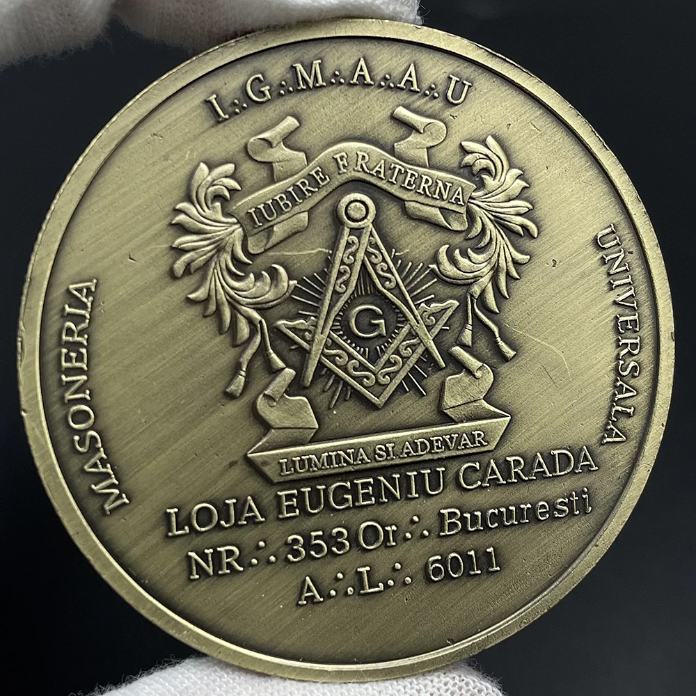 

Romania ‌Eugeniu Carada Challenge Coin Masonic Freemason Freemasonry Commemorative Coin 50mm in Capsule