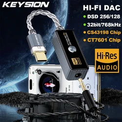 KEYSION Dual Chip CS43198+CT7601 Portable USB HIFI DAC&AMP Mini Headphone Amplifier Lossless Portable Dongle DSD256 32Bit/768KHz