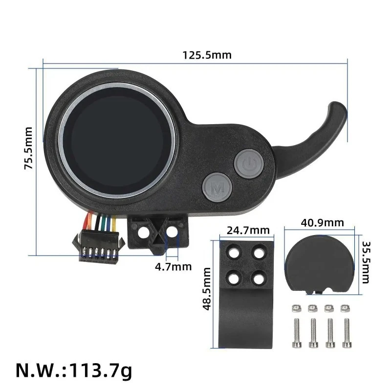Universals E-Scooter LCD Speedometer - 36V/48V/52V/60V Digital Display With 6-Pin Connector For JP Controllers