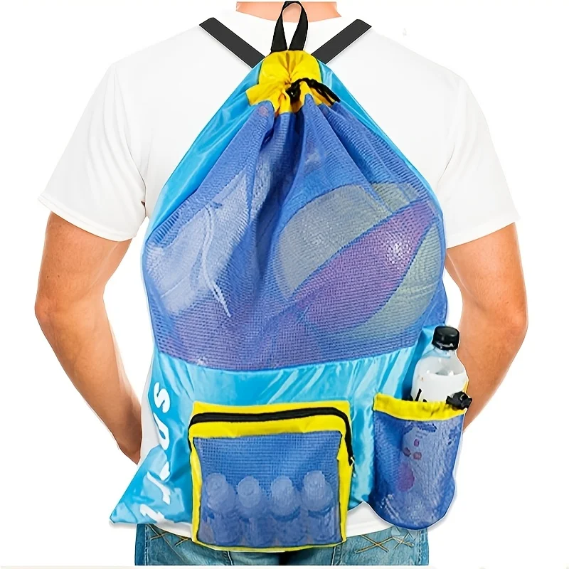 

Large Capacity Mesh Fitness Drawstring Backpack Vibrant Design Mesh Material Bag Travel Backpack For Swimming Basketball Beach