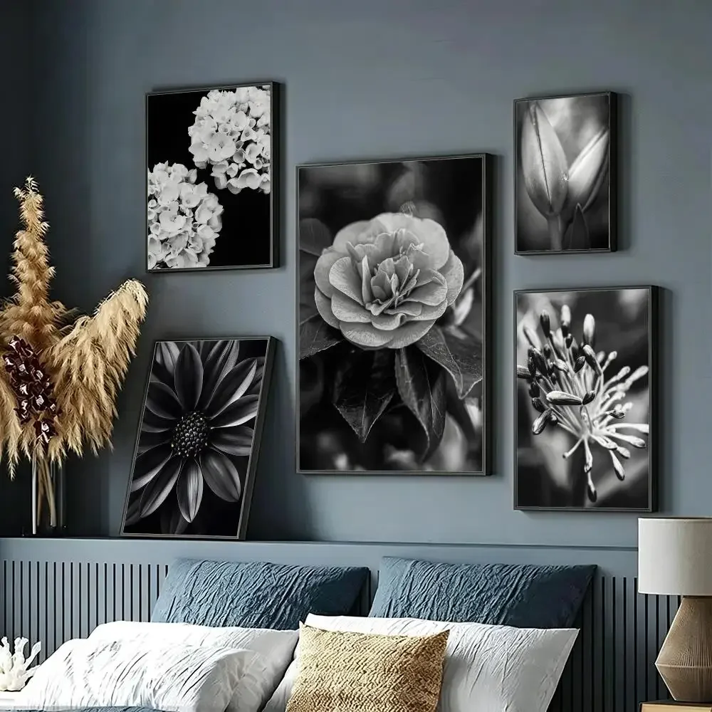 art Advanced Black and White Flower Poster HD Poster Sophisticated Modern Aesthetic Wall Art For Living Room Bedroom Office Cafe