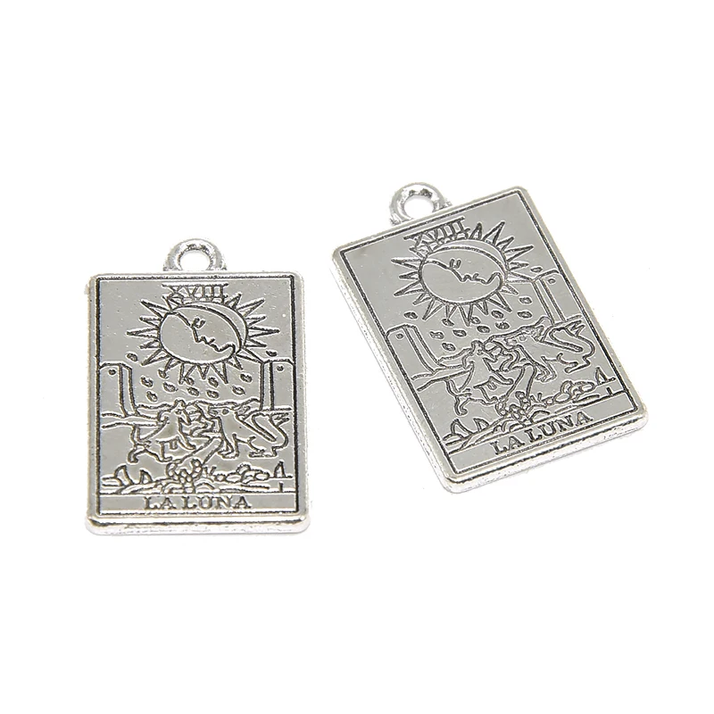 12pcs Silve Plated Mixed Retro Style Witch Divination Tarot Card Tag Alloy Pendant DIY Charms Necklace Bracelet Jewelry Making - view 5