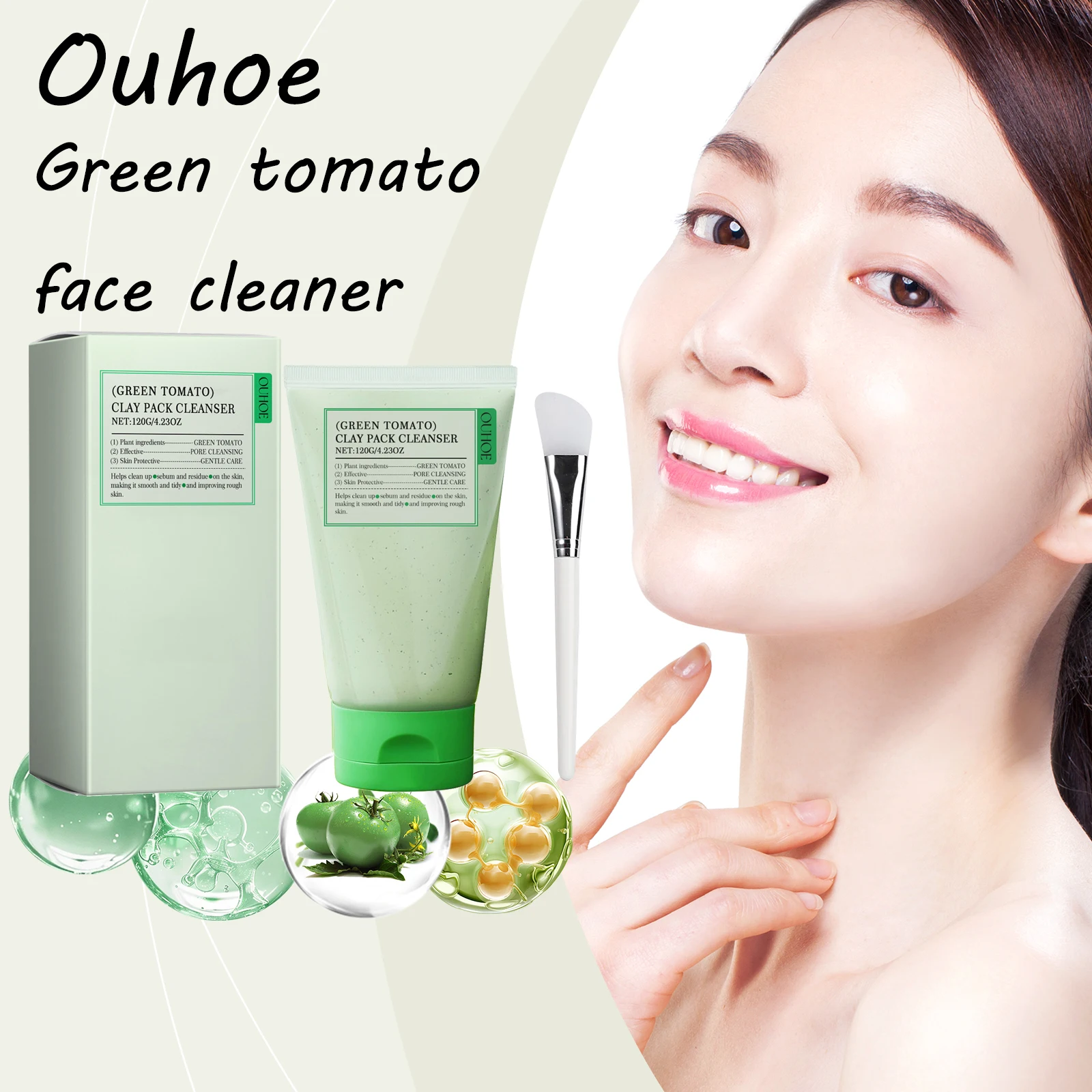 

OUHOE Green Tomato Face Cleaner Strengthening Skin Barrier Moisturizing No Tight Cleaning Pore Dirts Smoothing Face Cleaner