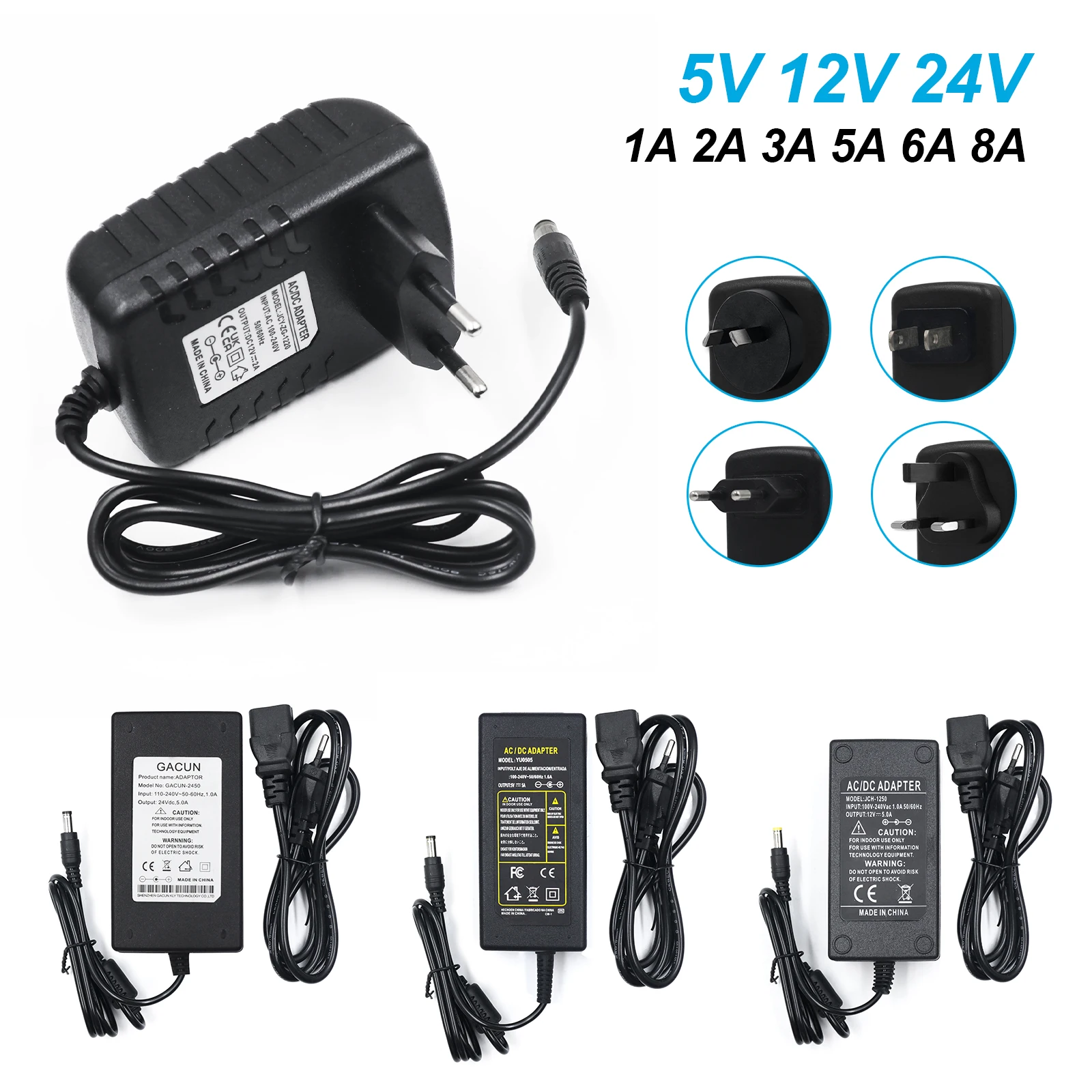 DC 5V 12V 24V Switching Power Supply Adapter 1A 2A 3A 5A 6A 8A 10A Source AC 100V-240V To 5V 12V 24V Lighting Transformer