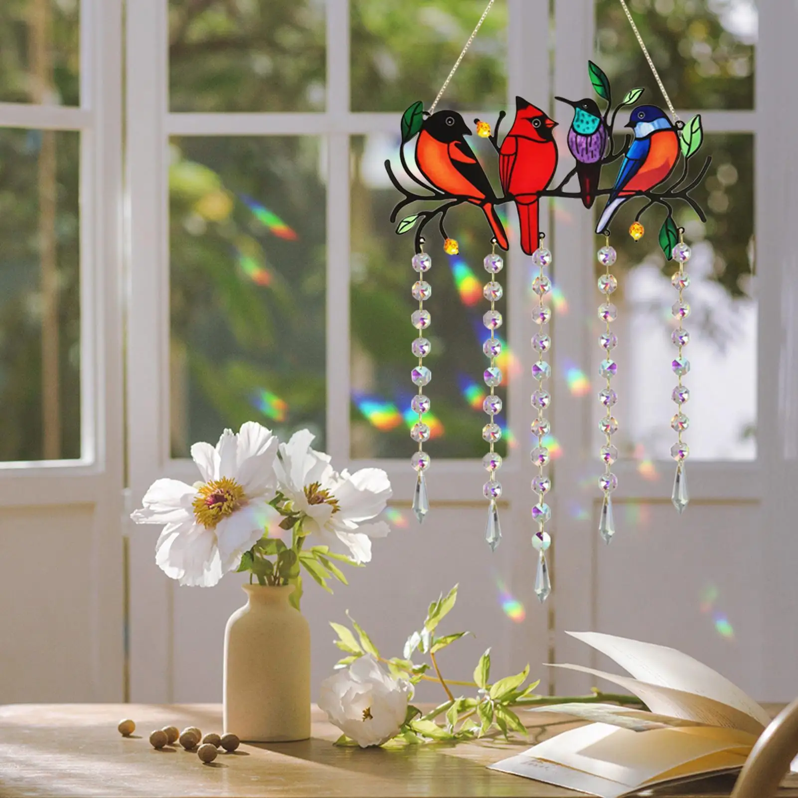 

Bird Light Catcher Outdoor Stained Crystal Bird Light Catcher Reflective Home Decor For Birthday Women Housewarming Friends