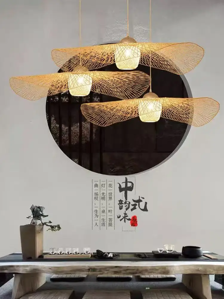 

Японская ретро-люстра в деревенском стиле, подвесной светильник из бамбука и ротанга для гостиной, ресторана, интерьера, декоративная люстра для дома