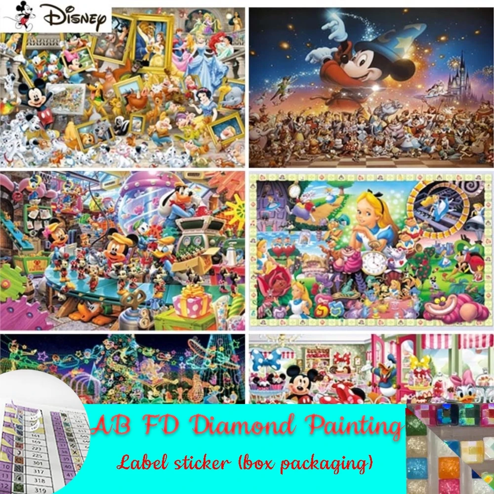 Disney DIY AB FD Diamond Painting Cartoon Mickey Mouse Full Drill Square Round Embroidery  Cross Stitch Decoration Sticker label