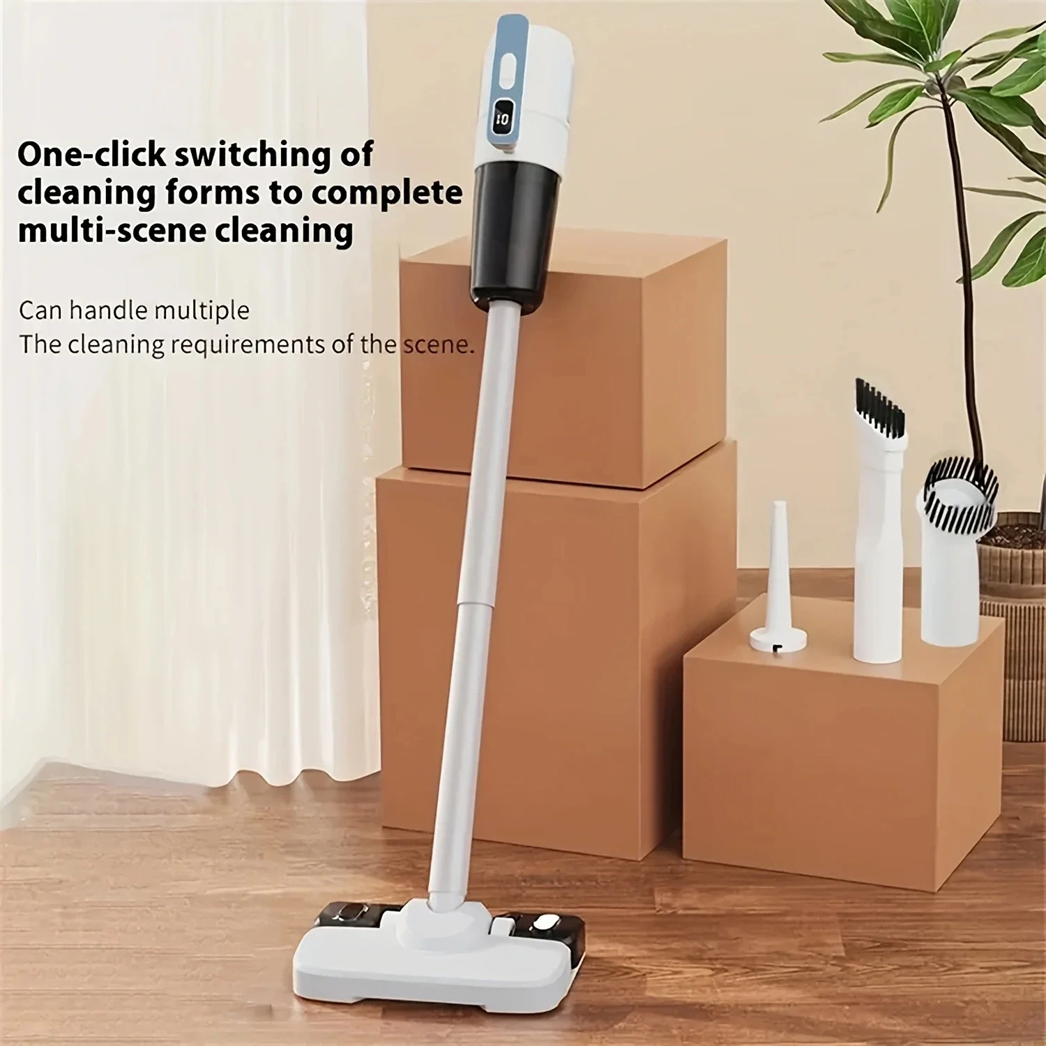 Wireless vacuum & mopping combo with multi-mode cleaning, 90° rotating brush for deep clean, lightweight, ensuring home cleanlin