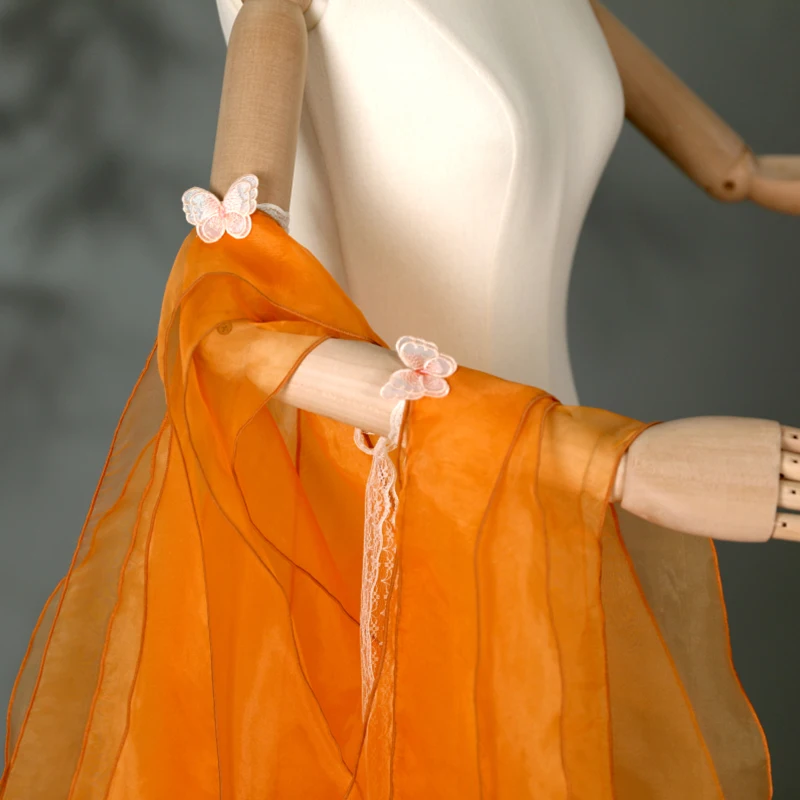 1 paio di top da ballo cinese a maniche lunghe in stile antico cinese, maniche ad acqua, costume da ballo classico, accessori Hanfu, cosplay