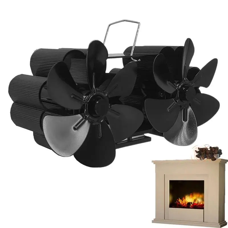 

Wood Stove Fan Heat Powered 12 Blades Fireplace Fan With Non-Electric Upgrade Designed Dual Motors Stove Fan For Wood Burning