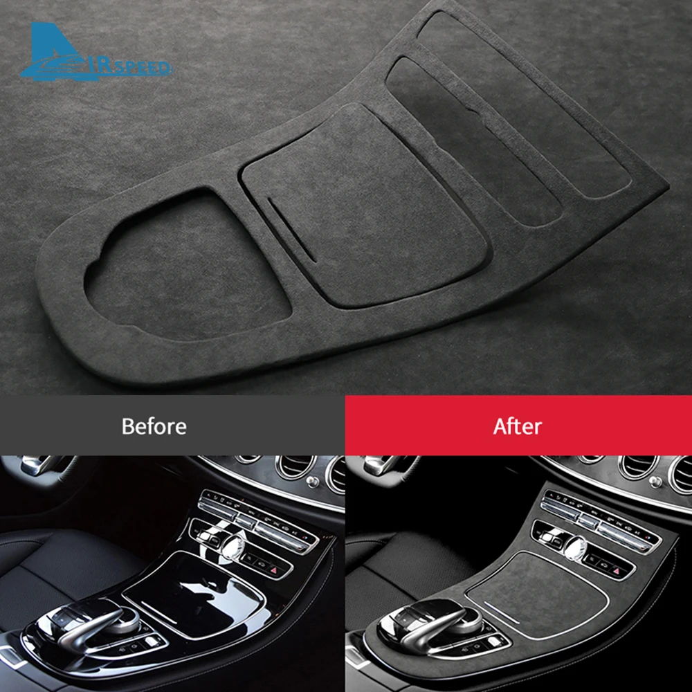 Italy Super Suede Cover For Mercedes Benz E Class W213 2016-2018 Car Center Console Gear Shift Panel Sticker Trim Accessories