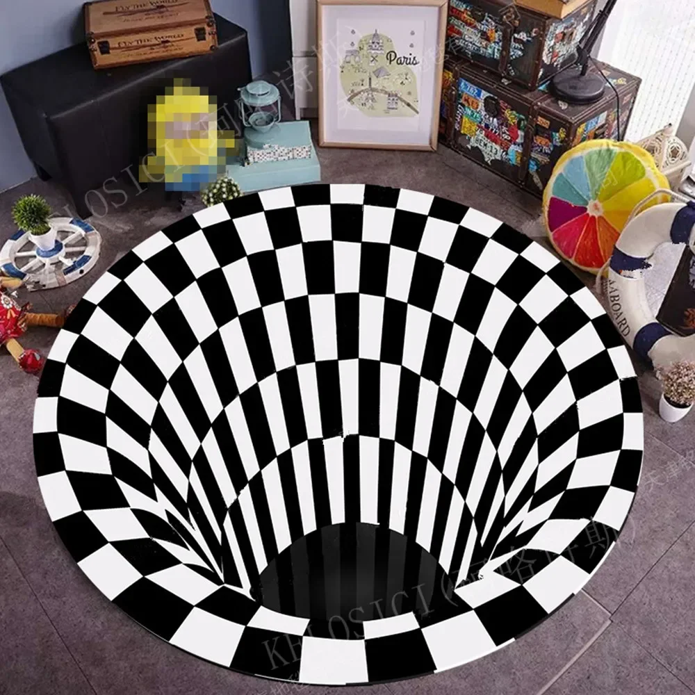 New Creativity Printed Carpet 3D Three-dimensional Black/White Stereo Vision Illusion Carpet Home Doormat Tea Table Sofa Mat/Rug