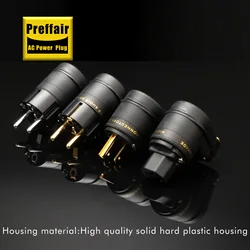 High Quality Preffair Rhodium /Gold Plated US/SCHUKO Mains Right Angle Male Plug to IEC C13 Female Socket HIFI Power Connector