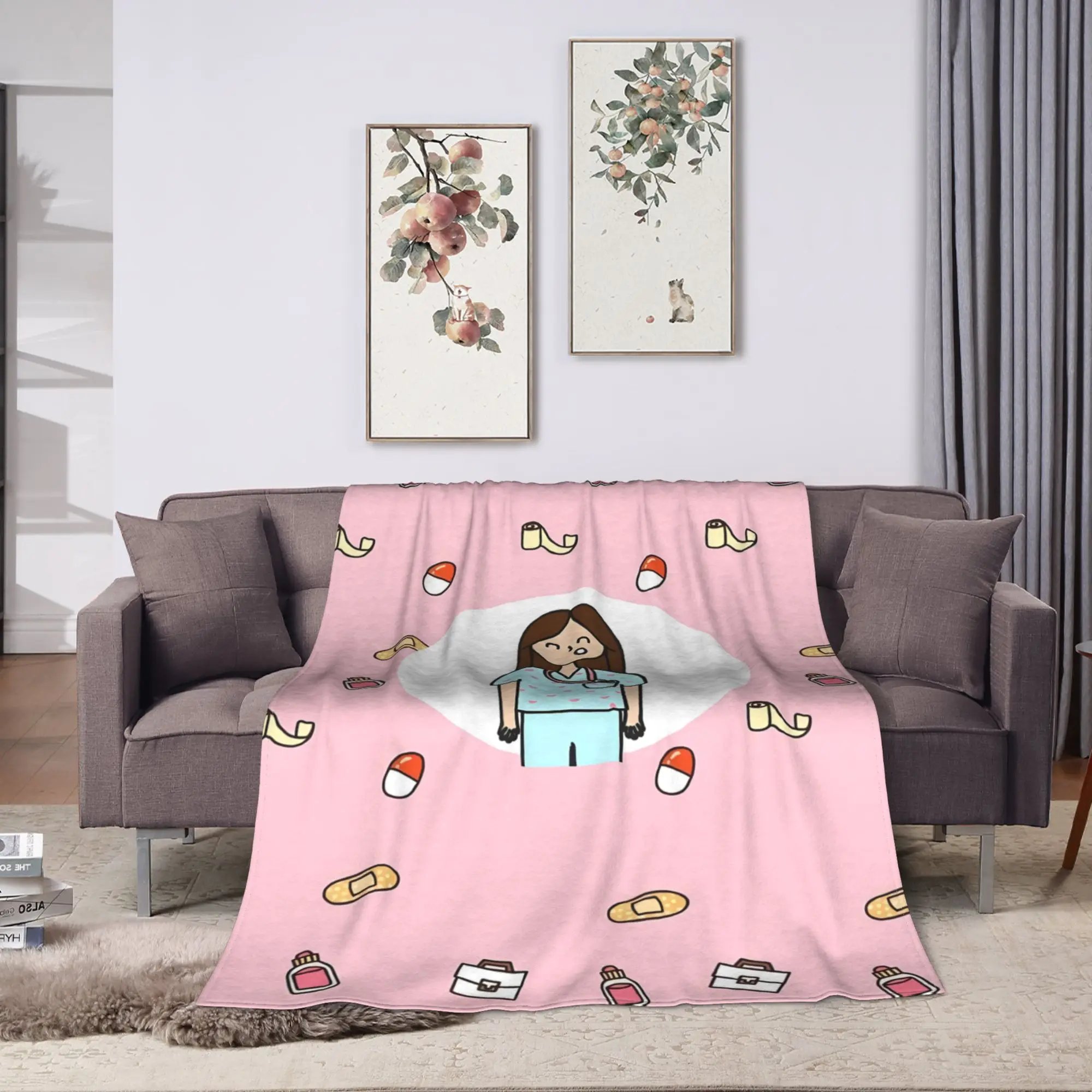 Custom Enfermera En Apuros Doctor Nurse Medicine Plush Blankets Children  Flannel Throw Blanket For Living Room Warm Bedspread