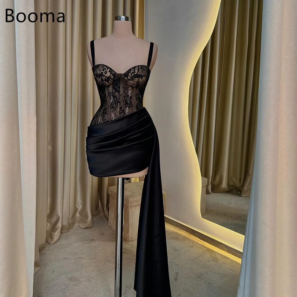 

Booma трапециевидные мини-кружевные атласные вечерние платья на тонких бретельках вечерние платья для женщин без рукавов платья для выпускного вечера на заказ 2025