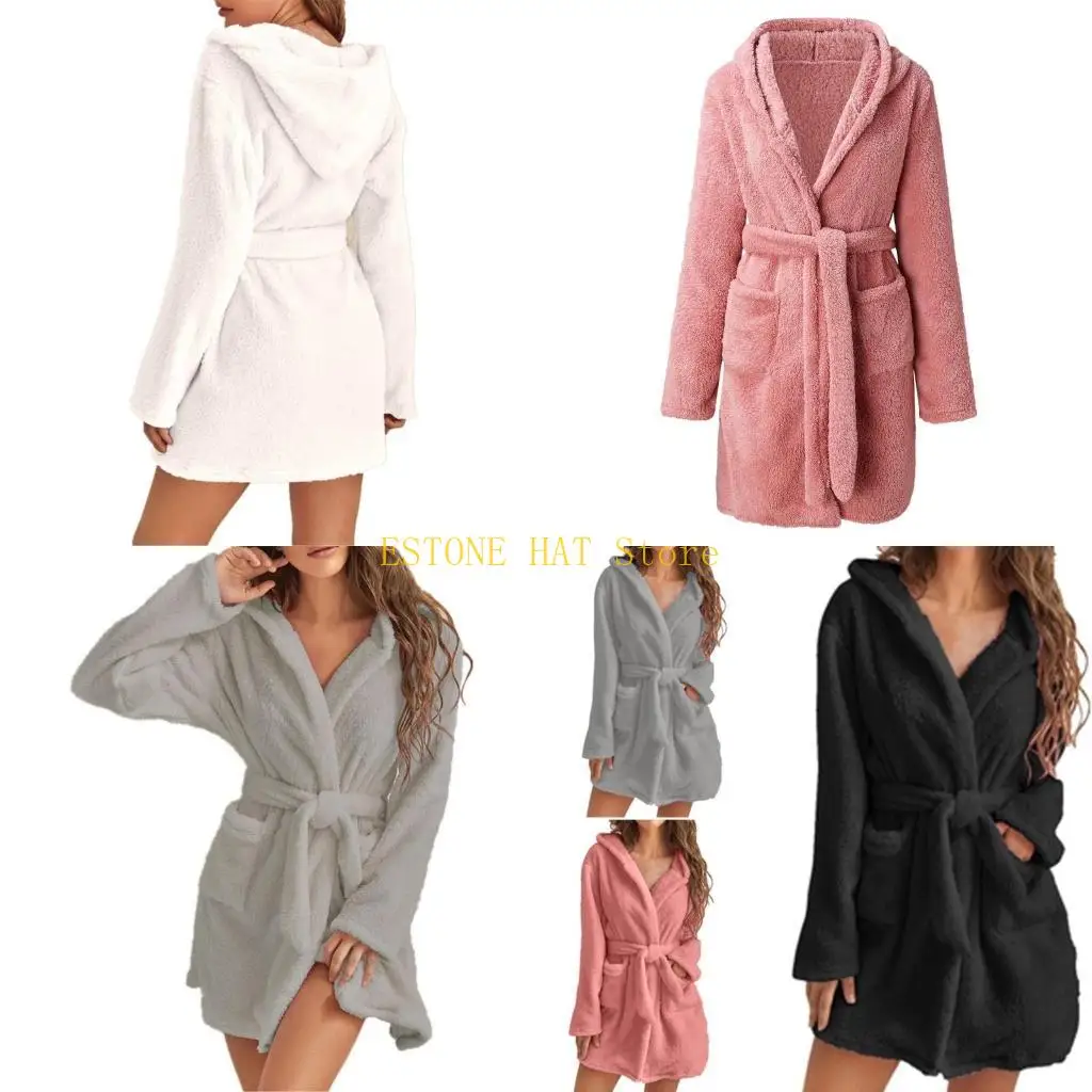 

49MF женский плюшевый флисовый халат, теплый халат, зимние домашние халаты, мягкая ночная рубашка, одежда для сна