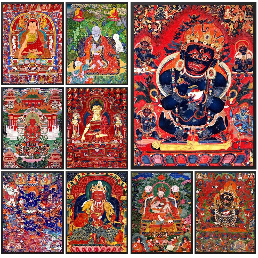 

Mahakala Buddha Amitayus Shakyamuni Posters Religion God Wall Pictures For Living Room Poster Wall Art Canvas Painting Unframed