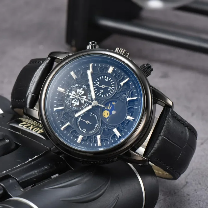 Luxury brand Men Watches Automatic Quartz watch Tourbillon Clock Genuine Leather Waterproof Watch Men fashion Wristwatch2024