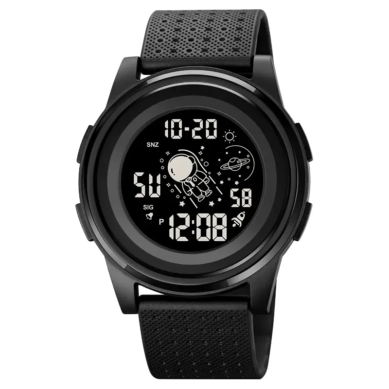 Digital Sports Watch com cronômetro Alarme, Astronauta Relógio de Pulso para Crianças Adolescente, Impermeável, Data, Moda Masculina