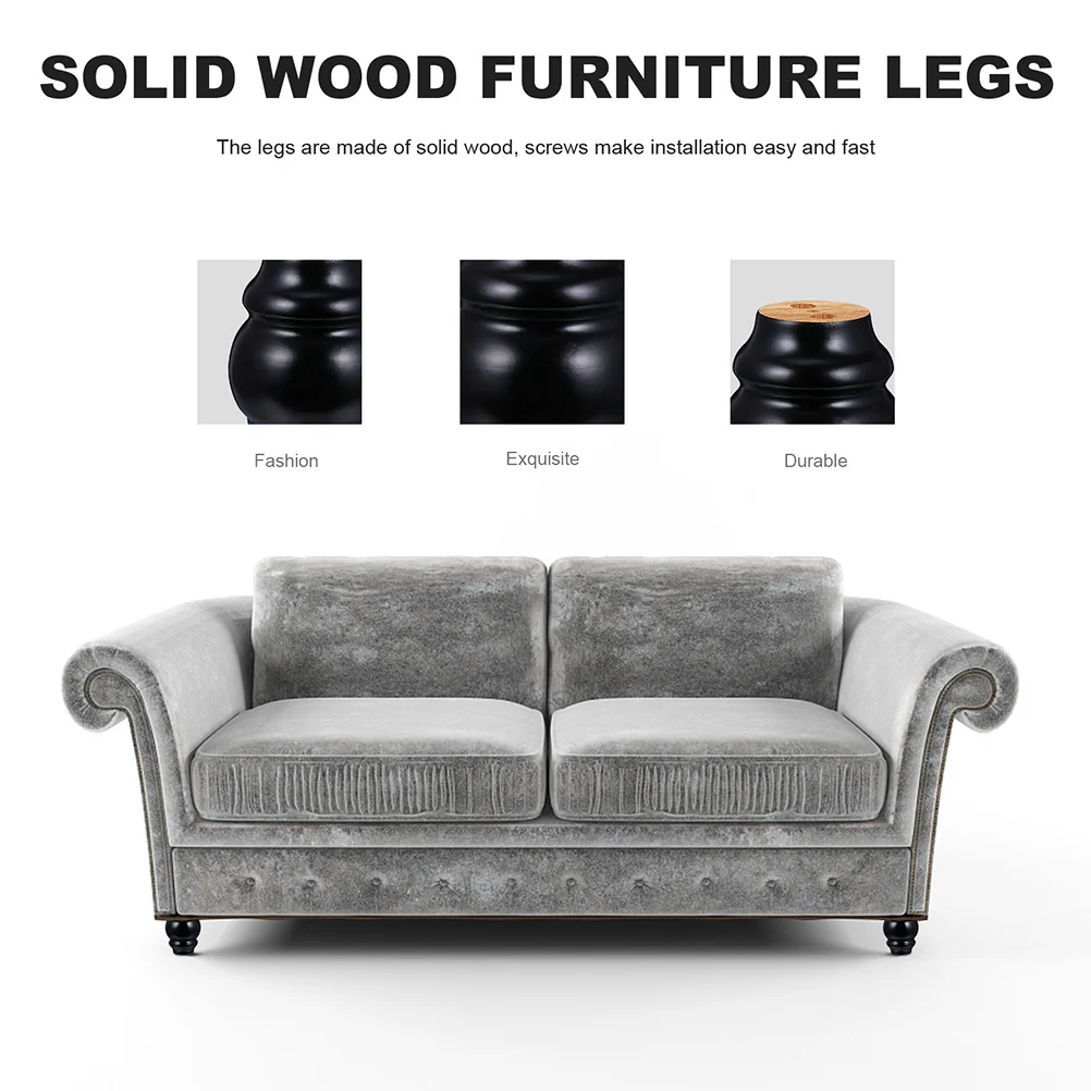 

4pcs Wooden Furniture Legs Natural Wood Bun Style For Sofa Cabinet Table Replacement Feet Diy Wood Furniture Leg Sofa Leg Table
