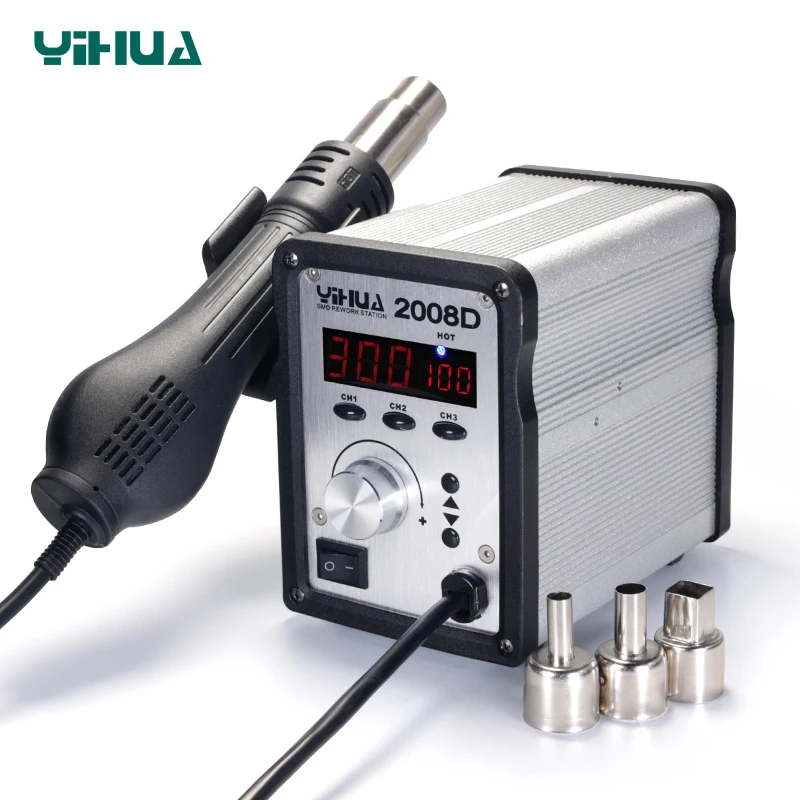 Temperature Adjustable SMD Rework Station Hot-Air Soldering Station YIHUA 2008D