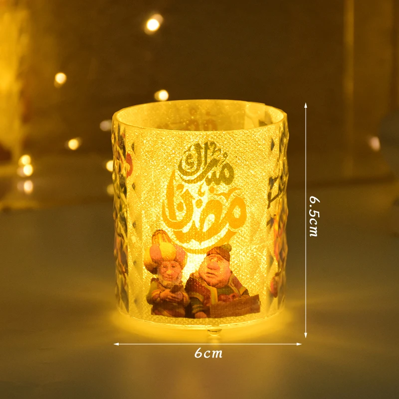 Ramadan Kareem Led a lume di candela Eid Mubarak Decorazione per la casa Bomboniere musulmane islamiche Fornitura Eid Al-Fitr Ornamenti Lanterna