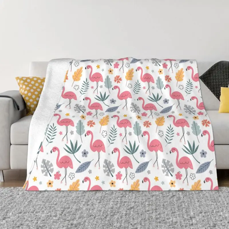 

Cute Seamless Pattern With Flamingo Blanket Soft Fleece Spring Warm Flannel Throw Blankets for Sofa Home Bedroom Bedspread