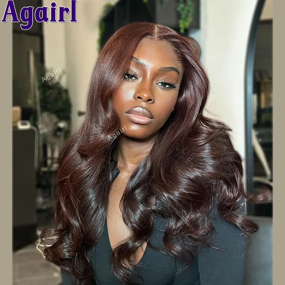 

Dark Red Brown 13X6 13x4 Body Wave Lace Front Wig Brazilian 100% Human Hair Lace Frontal Wigs For Women Pre Plucked 200% Density