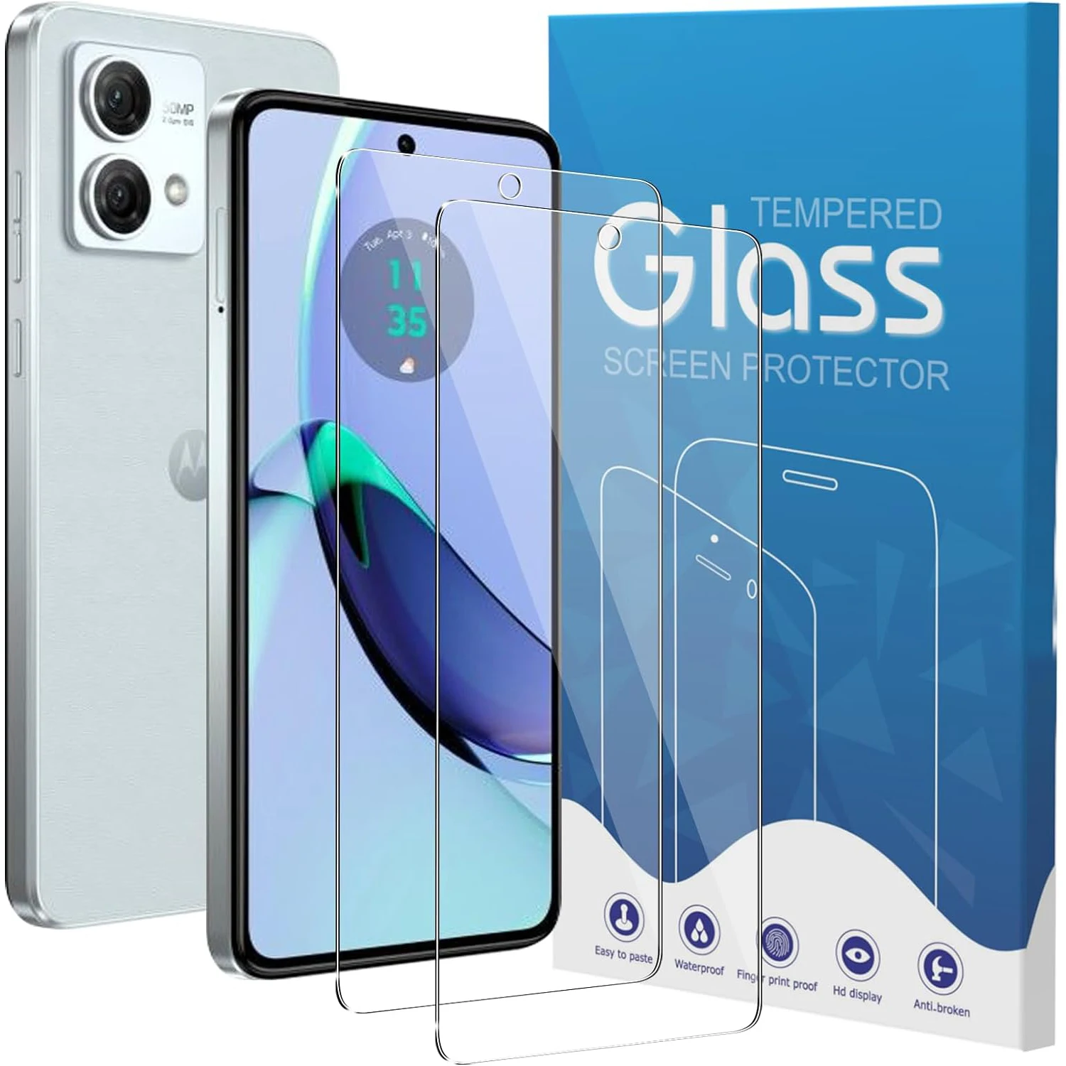 2 Pack Moto G54 5G Tempered Glass Film Protection Shield Screen Protector For Moto G84 5G ,G14