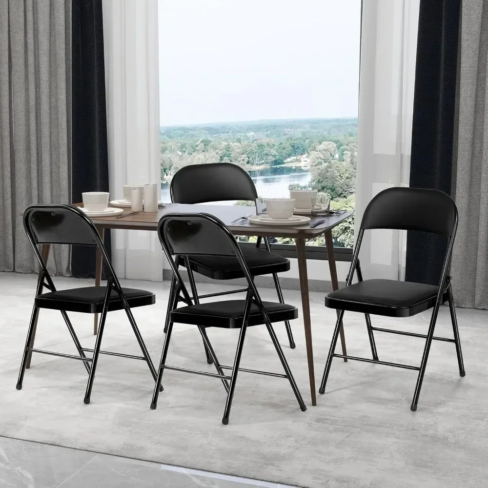 

4-piece Set of Soft Cushioned Folding Chairs for Indoor and Outdoor Activities, Family Restaurants, Etc 18"D X 18"W X 31"H