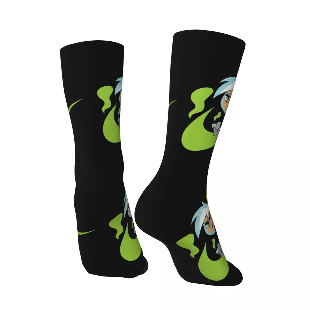 Crazy compression Sock for Men Green Hook Daniel Hip Hop Harajuku Adventure anime Danny Phantom Quality Printed Boys Crew Sock