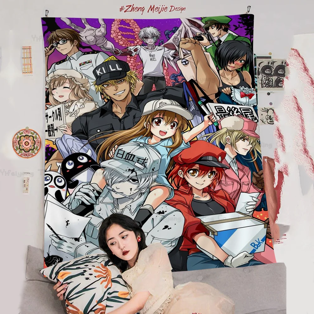 Anime Hataraku Saibou Anime Hataraku Saibou Cells At Work! DIY Wall Tapestry For Living Room Home Dorm Decor Wall Art Decor