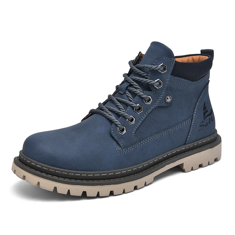 Large Size Hand-stitching Split Leather Boots Men Casual Shoes Comfortable Ankle Boots  Moccasins Man Tooling Shoes
