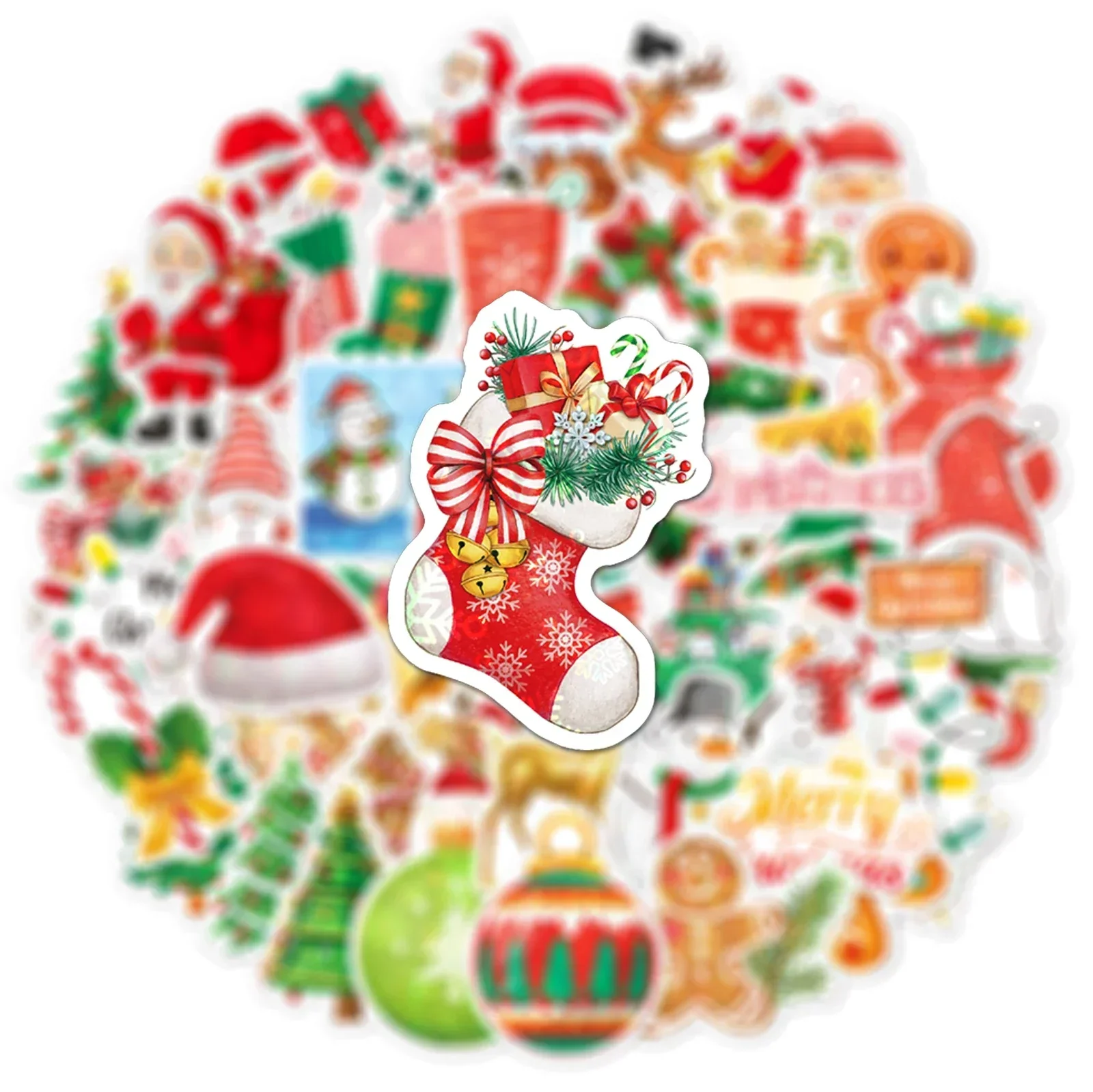 10/50/100pcs New Year Merry Christmas Stickers Deer Santa Claus Snowman Children Gift Decal Skateboard Suitcase Sticker for Kids